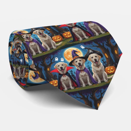 Labrador Honden Pompoen Halloween Grappig Stropdas (Opgerold)