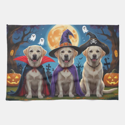Labrador Honden Pompoen Halloween Grappig Theedoek (Horizontaal)