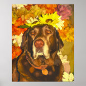 Labrador in de bloemen poster (Voorkant)