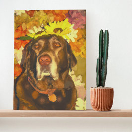 Labrador in de bloemen poster