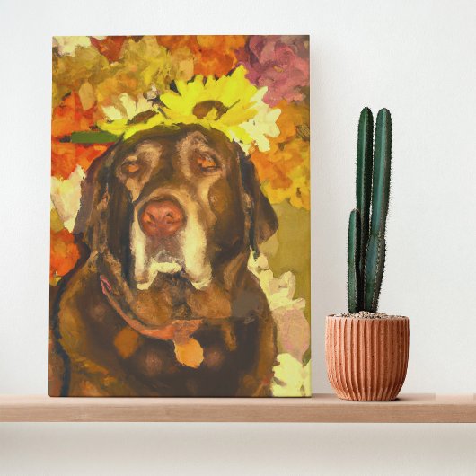 Labrador in de bloemen poster