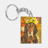 Labrador in de bloemen sleutelhanger (Voorkant Links)