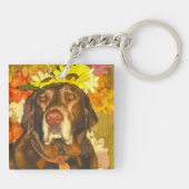 Labrador in de bloemen sleutelhanger (Achterkant)