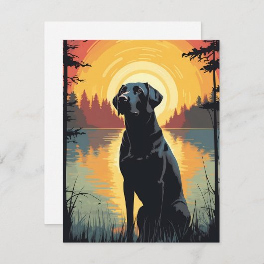 Labrador in het bos tijdens zonsondergang feestdagenkaart (Voorkant / Achterkant)