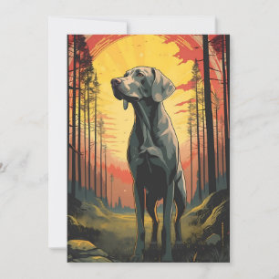 Labrador in het bos tijdens zonsondergang feestdagenkaart
