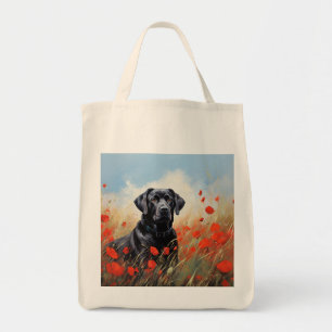 Labrador in papavers tote bag