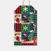 Labrador Kerst Patchwork Dekbed Cadeaulabel (Voorkant)