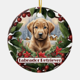 Labrador Kerst, Personaliseer Puppy Vakantie Keramisch Ornament