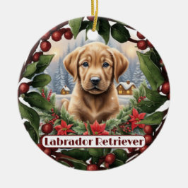 Labrador Kerst, Personaliseer Puppy Vakantie Keramisch Ornament