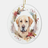 Labrador Kerstkrans Feestelijke Pup Keramisch Ornament (Links)