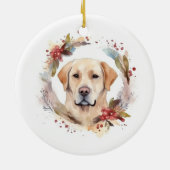 Labrador Kerstkrans Feestelijke Pup Keramisch Ornament (Achterkant)