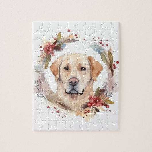 Labrador Kerstkrans Feestelijke Pup Legpuzzel (Verticaal)