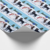 Labrador Kerstmis met Snowman Cadeaupapier (Hoek)