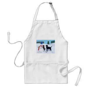 Labrador Kerstmis met Snowman Standaard Schort