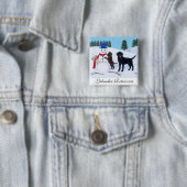 Labrador Kerstmis met Snowman Vierkante Button 5,1 Cm (In situ)