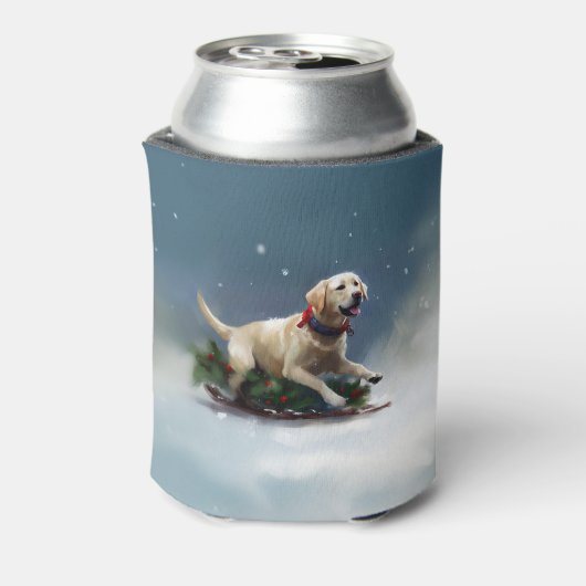 Labrador Kerstsneeuw winter Blikjeskoeler (Blikje Achterkant)