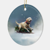 Labrador Kerstsneeuw winter Keramisch Ornament (Links)