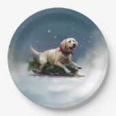 Labrador Kerstsneeuw winter Papieren Bordje (Voorkant)