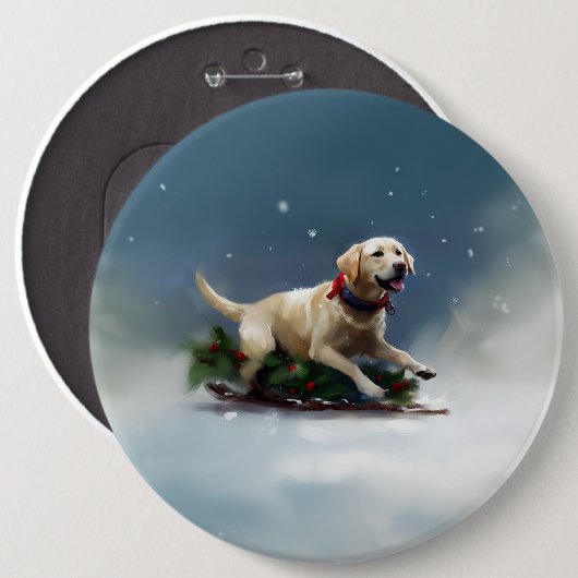 Labrador Kerstsneeuw winter Ronde Button 6,0 Cm (Voorkant /achterkant)