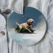 Labrador Kerstsneeuw winter Ronde Button 6,0 Cm (In situ)