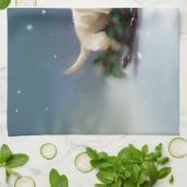 Labrador Kerstsneeuw winter Theedoek (Gevouwen)