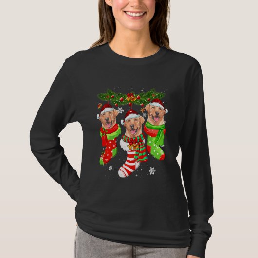 Labrador kerstsockets - Light Xmas Santa Hat T-shirt (Voorkant)