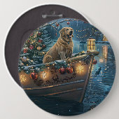Labrador kerstvakantie ronde button 6,0 cm (Voorkant /achterkant)
