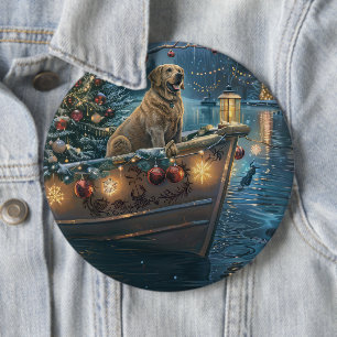 Labrador kerstvakantie ronde button 6,0 cm
