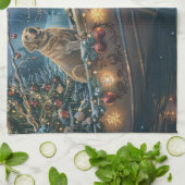 Labrador kerstvakantie theedoek (Gevouwen)