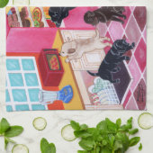 Labrador Kitchen Party Painting Theedoek (Gevouwen)