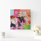 Labrador Kitchen Party Painting Vierkante Klok (Huis)