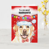 Labrador kleindochter wenst Kerstman Kaart (Gele Bloem)