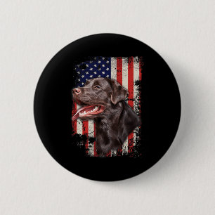 Labrador Labs Patriottische Amerikaanse Vlag 4 Jul Ronde Button 5,7 Cm