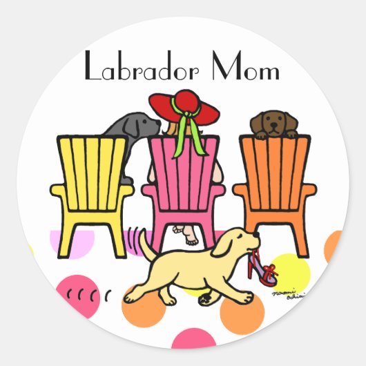 Labrador Mam in Poolside Ronde Sticker (Voorkant)