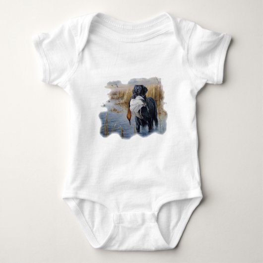 Labrador met Duck-Duck Hunting Romper (Voorkant)