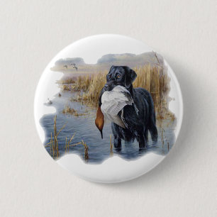 Labrador met Duck-Duck Hunting Ronde Button 5,7 Cm