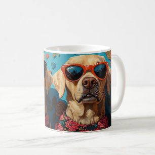 Labrador met Hartrozen Valentijnsdag Koffiemok