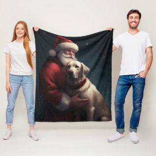 Labrador met kerstman Festieve Kerst Fleece Deken