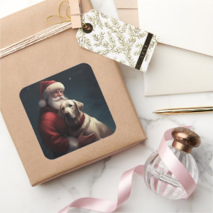 Labrador met kerstman Festieve Kerst Vierkante Sticker