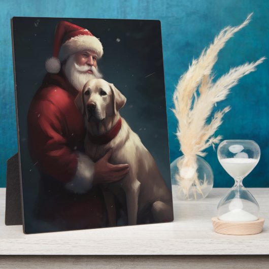 Labrador met Sinterklaas Feestelijke Kerstmis Fotoplaat (Zijkant)