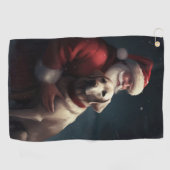Labrador met Sinterklaas Feestelijke Kerstmis Golfhanddoek (Horizontaal)