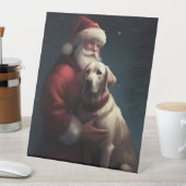 Labrador met Sinterklaas Feestelijke Kerstmis Reclamebord Met Voetstuk (Insitu)