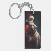 Labrador met Sinterklaas Feestelijke Kerstmis Sleutelhanger (Voorkant Links)