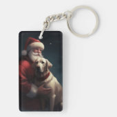Labrador met Sinterklaas Feestelijke Kerstmis Sleutelhanger (achterkant)