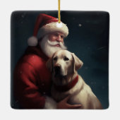 Labrador Met Sinterklaas Kerstfeest  Keramisch Ornament (Achterkant)