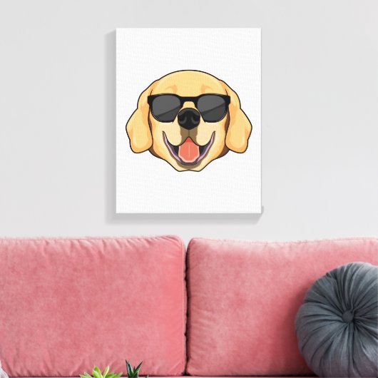 Labrador met zonnebril canvas afdruk (Insitu (Woonkamer))