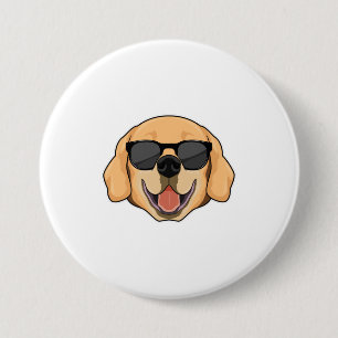 Labrador met zonnebril ronde button 7,6 cm