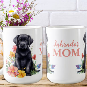 Labrador Moeder Hond Schattige Modern Floral Puppy Koffiemok