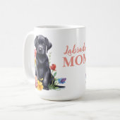 Labrador Moeder Hond Schattige Modern Floral Puppy Koffiemok (Voorkant links)