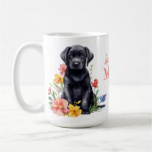 Labrador Moeder Hond Schattige Modern Floral Puppy Koffiemok (Links)